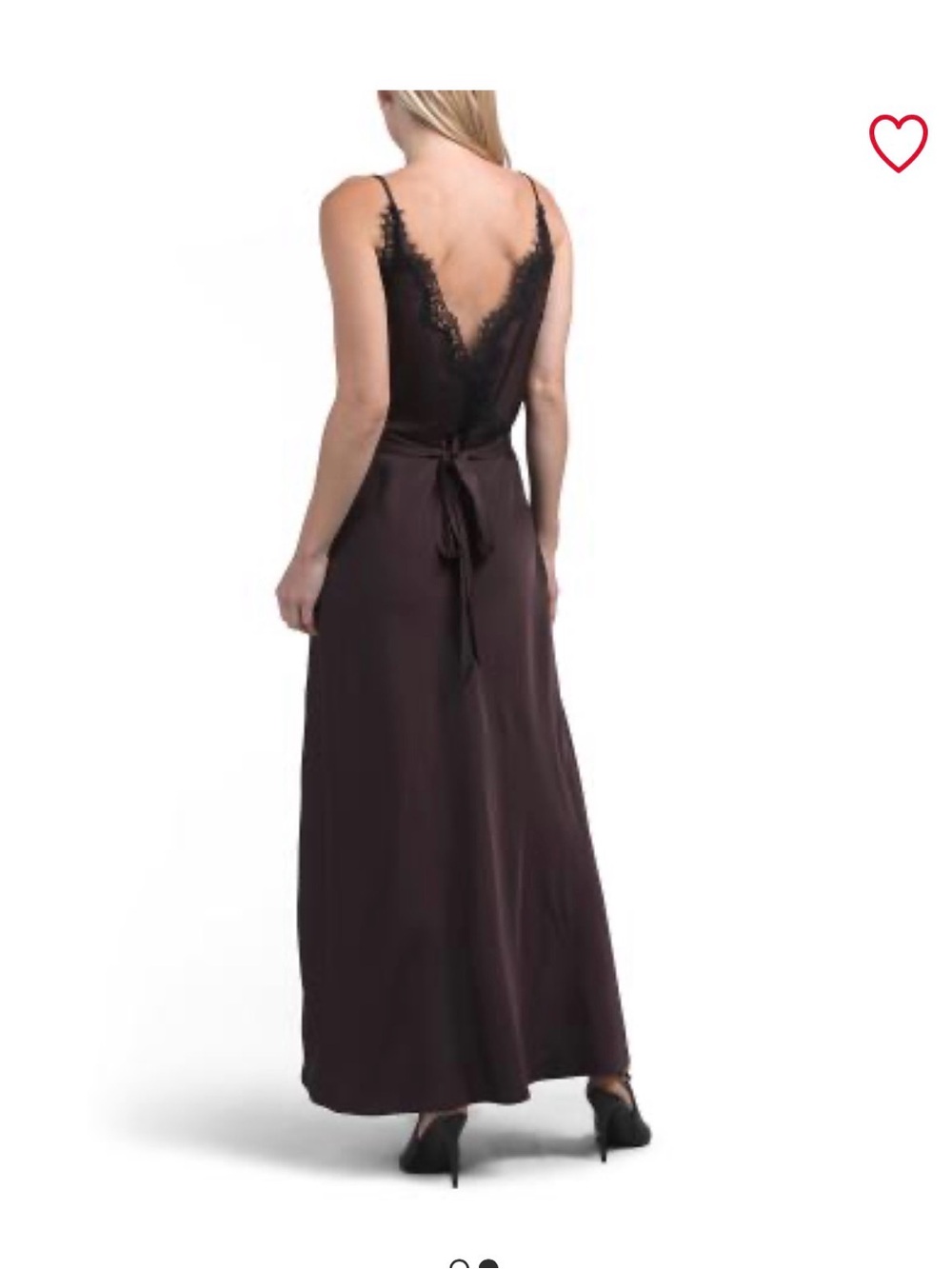 House of Harlow 1960-Satin Lace-Trim Slip Dress in Deep Brown - Picture 6 of 7
